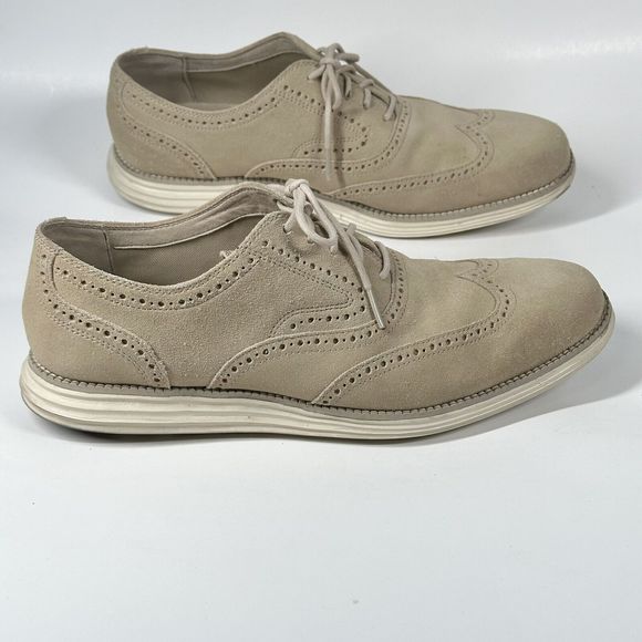 Cole Haan Lunargrand Wingtip Cream Beige Suede Shoes C24917  Mens Size 10 M main image 12